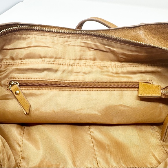 STELLA & MAX LEATHER LARGE CONAC BROWN SHOULDER TOTE BAG - Picture 11 of 12